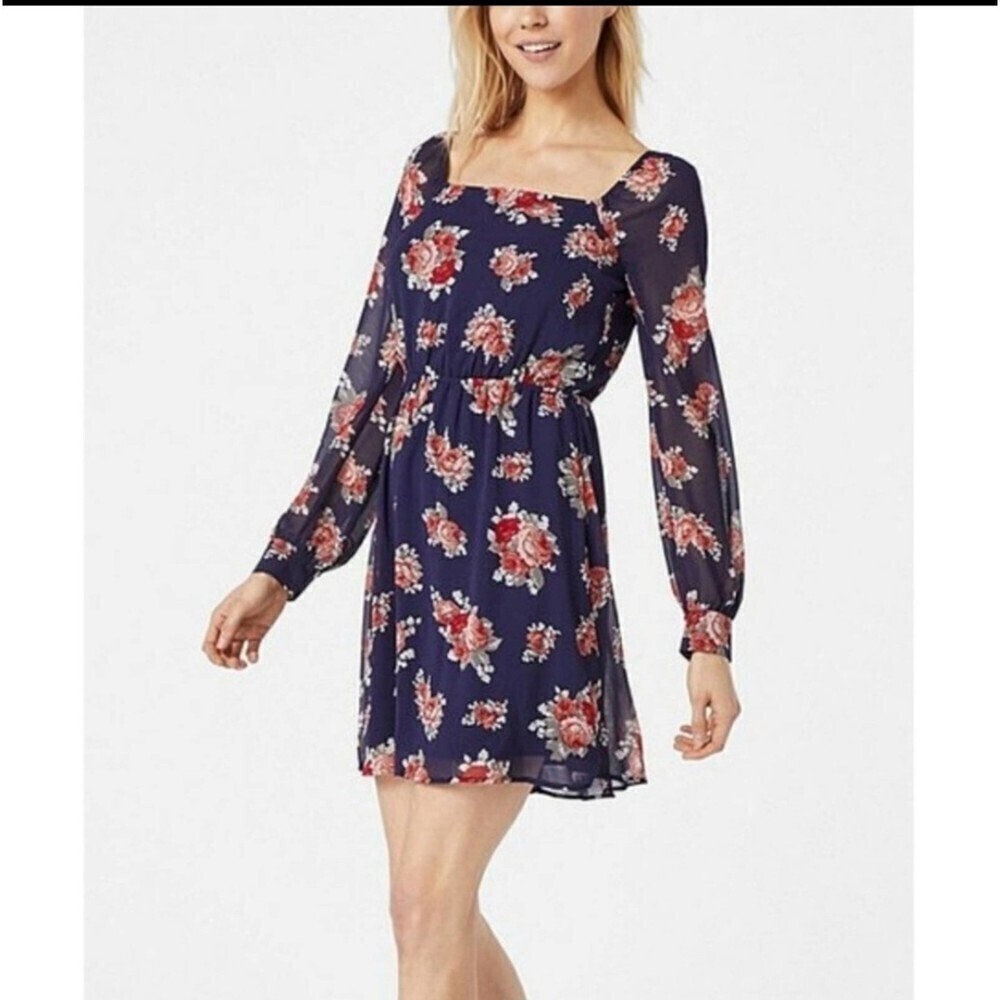JustFab Navy Floral Mini Dress
